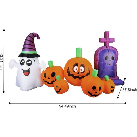 🆕4FT Christmas Inflatable Pumpkin Tombstone Window Wall Roof Outdoor Decoration - Picture 6 of 12